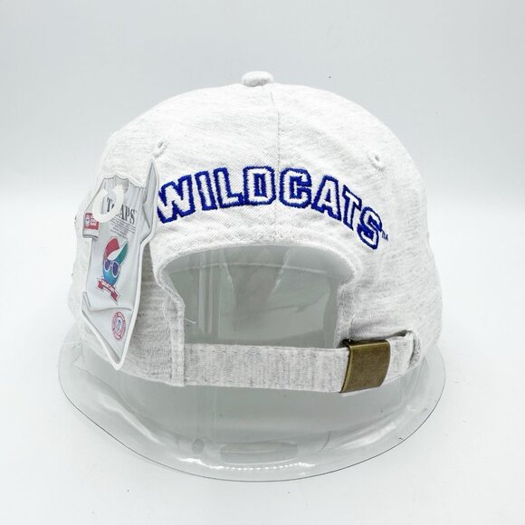 VTG 90s Property Of Kentucky Wildcats Athletic Block Head Gray Strapback Hat NEW - Picture 5 of 9
